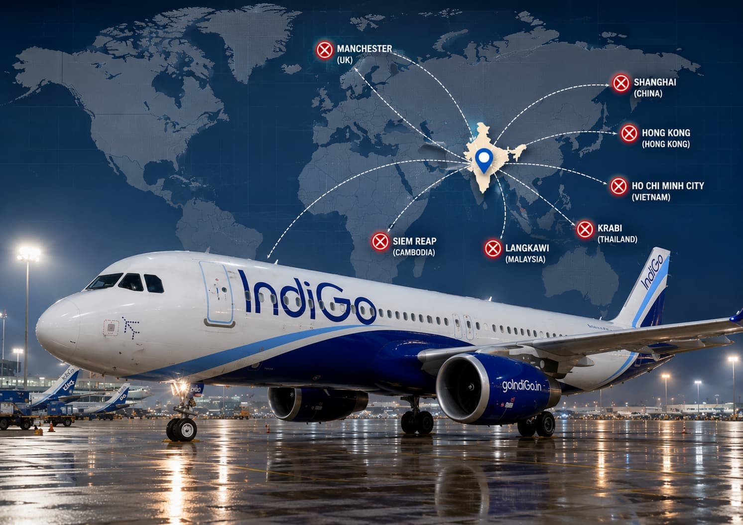 IndiGo Suspends 7 International Routes Until Sept 2026